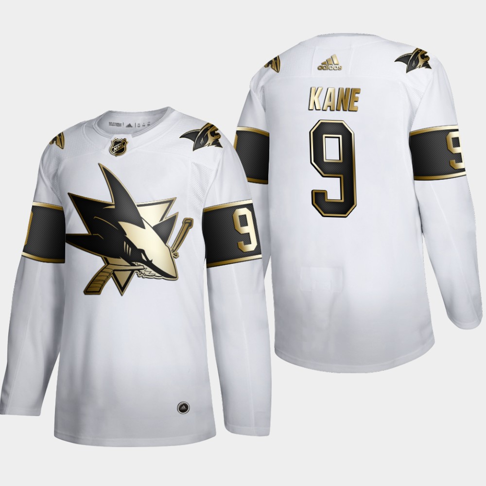 San Jose Sharks #9 Evander Kane Men Adidas White Golden Edition Limited Stitched NHL Jersey